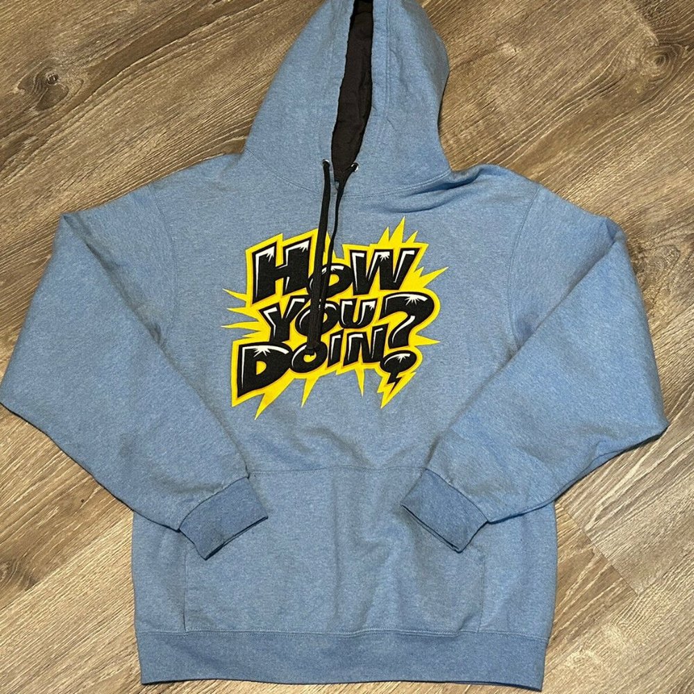 WWE AUTHENTIC ENZO & CASS "HOW YOU DOIN'?" LIGHT BLUE HOODIE SWEATSHIRT M